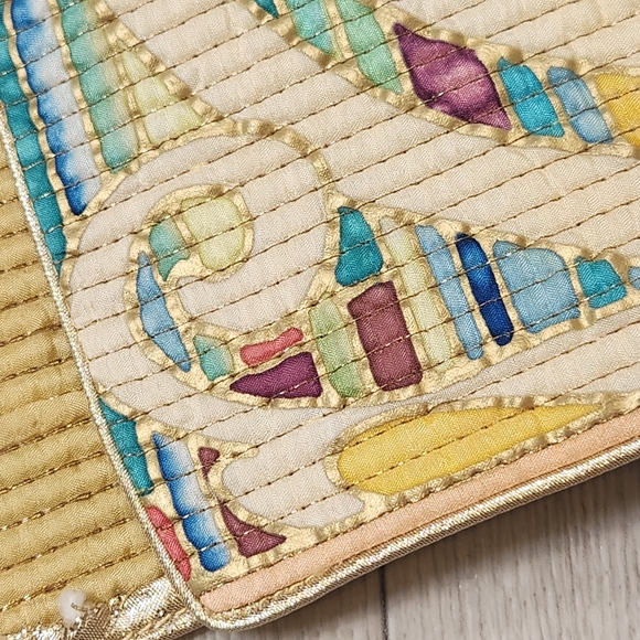 Mary McFadden Couture jacket women's 6 pastel pale 100%silk handpainted quilted - Picture 5 of 14